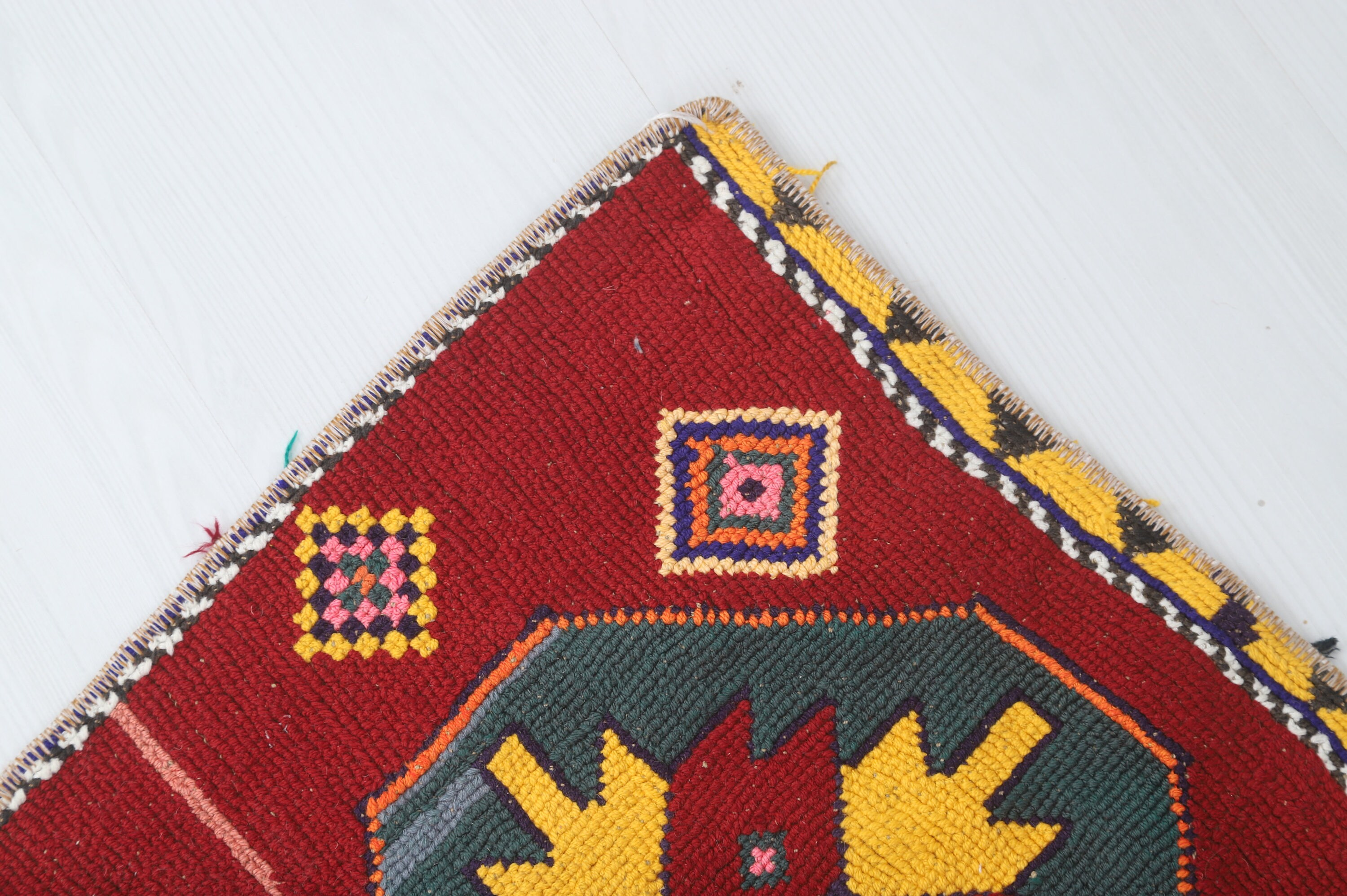 Red Yellow Small Rug, Small Vintage Door Mat, 2x3 Rug, Turkish Area Rug ...
