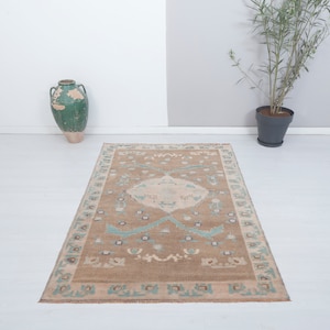 Turkey Oushak Rug, Oushak Rug, Natural Rug,Oriental Rug,4x6 Rug,Kids Rug,Muted Rug,Pastel Rug,Soft Vintage Rug,Turkish Rug,Vintage Rug,17700