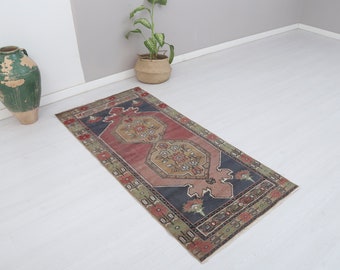 Handmade Wool Anatolian Rug: Vintage Bohemian Small Rug (3x6)