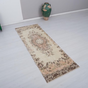 3x7 Turkish Rug, Natural Runner Rug, 3x7 Vintage Runner, Runner Oushak Rug,Runner Vintage Rug,Runner Turkish Rug,Turkish Vintage Rug,26501