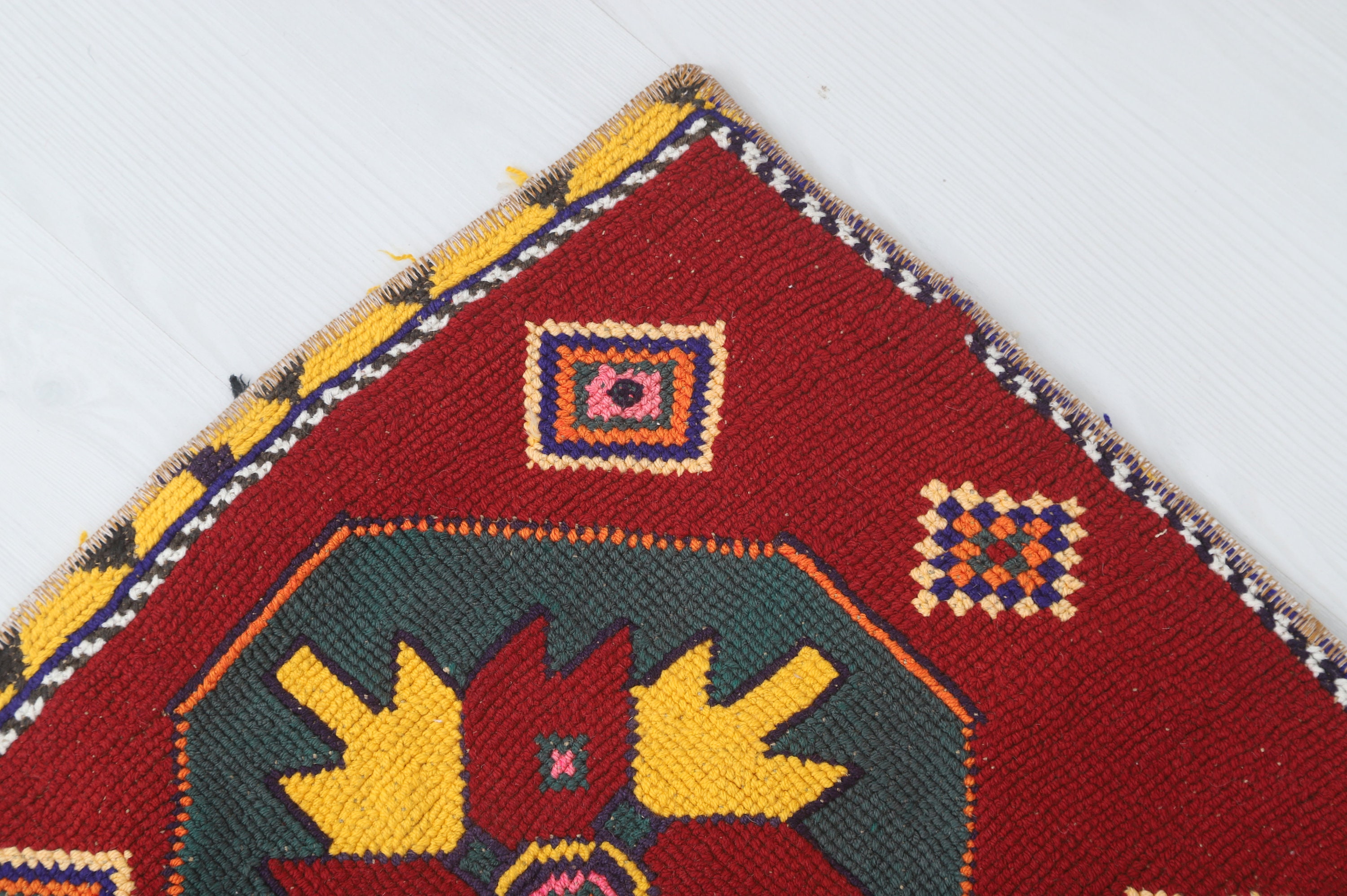 Red Yellow Small Rug, Small Vintage Door Mat, 2x3 Rug, Turkish Area Rug ...