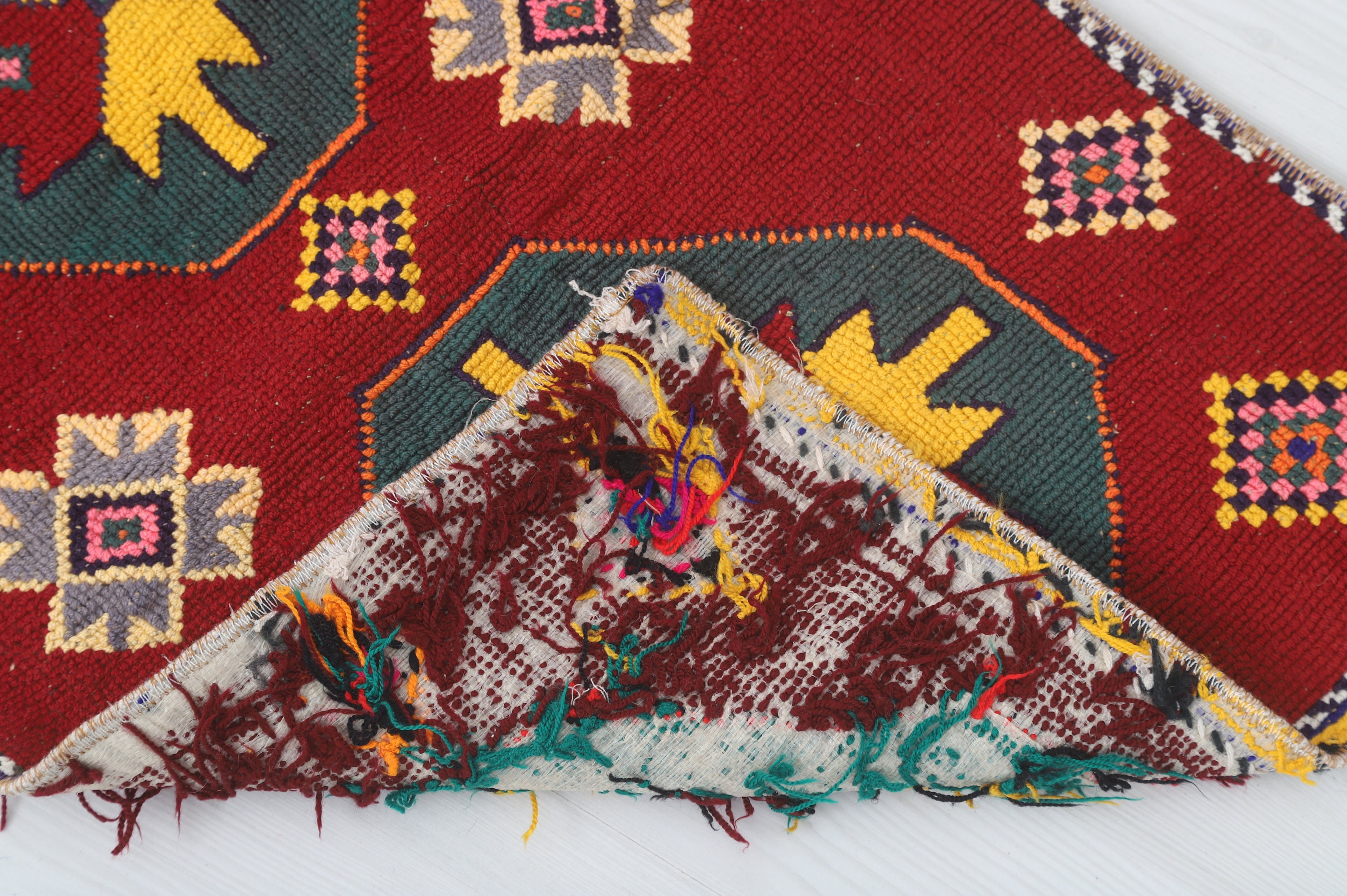 Red Yellow Small Rug, Small Vintage Door Mat, 2x3 Rug, Turkish Area Rug ...