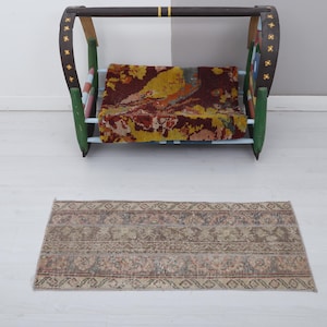 Vintage türkische Wollteppich: 1 x 3 ft, Kleine Türmatte