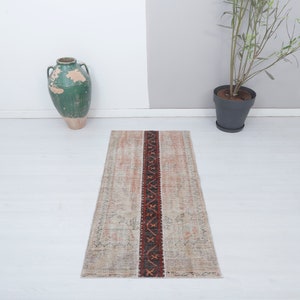 Vintage Turkish Oushak Rug: Small Faded Wool Anatolian Rug 2x5