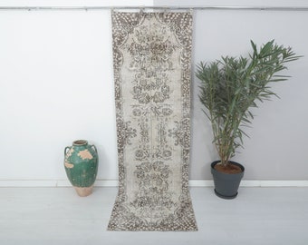 Handgefertigter Türkischer Oushak Läufer - 100x250 Vintage Wollteppich