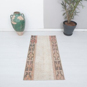 2x5 Oushak Rug, Rustic Rug, Handmade Rug, 2x5 Rug,Small Size Rug,2x5 Vintage Rug,Turkish Small Rug,Vintage Turkish Rug,2x5 Turkish Rug,16207