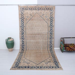 5x11 Rug, Turkish Wool Rug,Neutral Rug,Turkey Carpet,Wool Rug,Vintage Soft Rug,Oushak Pastel Rug,Oushak Vintage Rug,Anatolian Soft Rug,21276