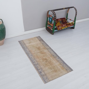 Vintage Oushak Turkish Rug 2x5: Small Anatolian Wool Rug
