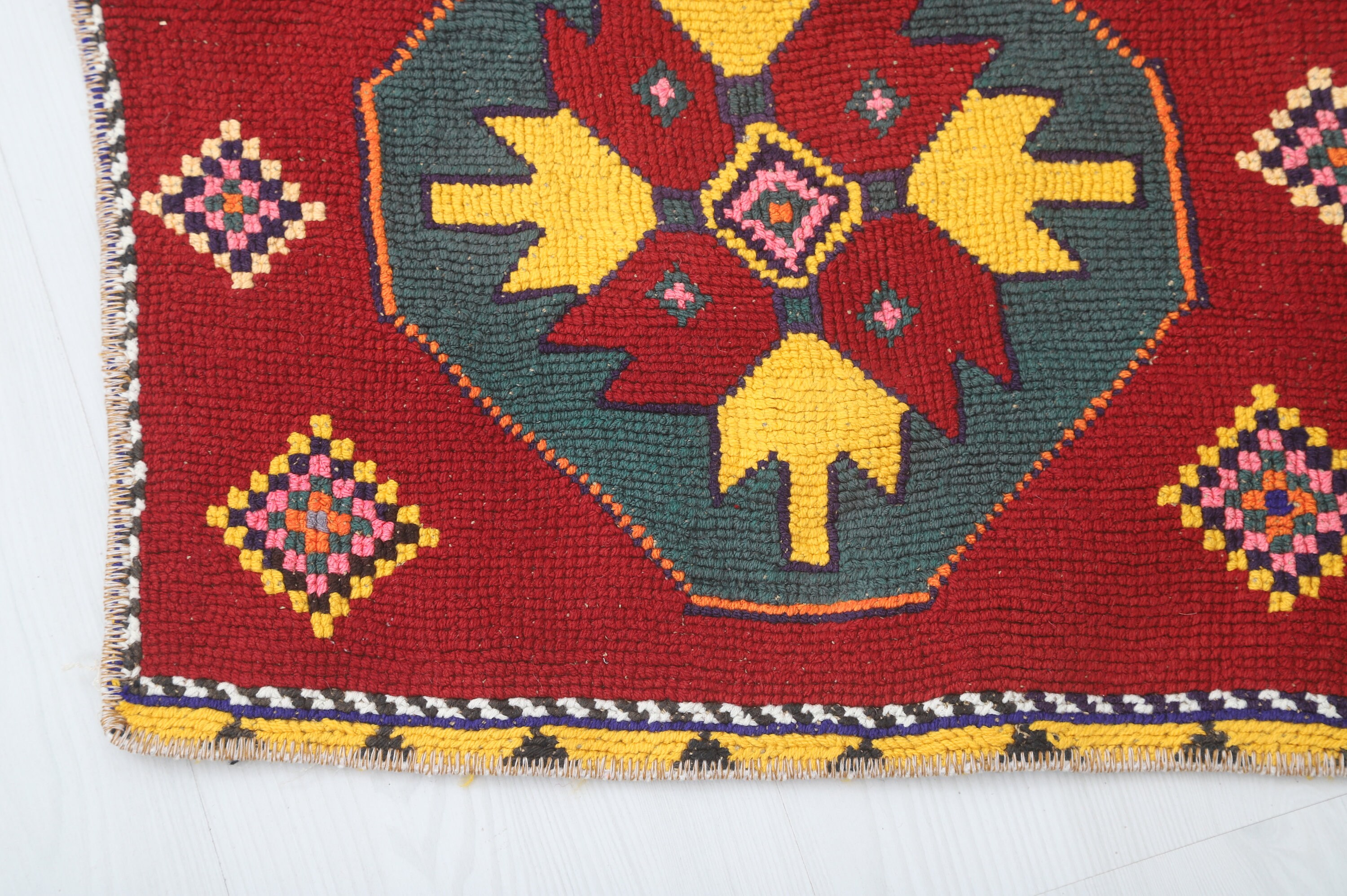 Red Yellow Small Rug, Small Vintage Door Mat, 2x3 Rug, Turkish Area Rug ...