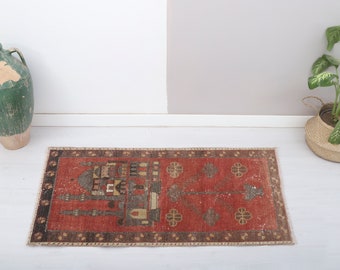 2x4 Rug, Wool Door Mat, Mini Rug, Door Mat Rug, 2x4 Natural Rug,Handmade Wool Rug, Turkish Mini Rug, Vintage Mini Rug, Oushak Mini Rug, 7680