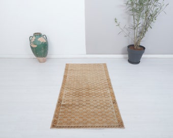 Small Vintage Wool Oushak Rug: 5.5 x 2.8 ft