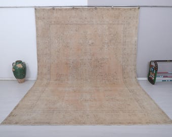 23x33 Handgeknüpfter türkischer Teppich: Vintage Muted Wohnzimmerteppich