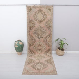 Rug Runner, 4x11 Turkish Runner, 4x11 Oushak Runner, Vintage Runner, Runner Rug, Turkey Runner Rug, Natural Runner Rug, Neutral Runner,8555