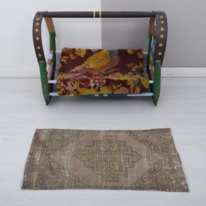 2x3 Anatolian Rug, Vintage Mini Rug, Old Wool Rug, Door Mat Rug, Turkish Mini Rug, Oushak Door Mat, 2x3 Door Mat, Mini Rug,Turkish Rug,22890