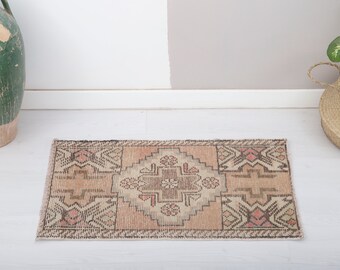 Door Mat Rug, Handmade Rug, Bath Mat Rug, Soft Door Mat, Small Size Rug, Oushak Mini Rug,2x3 Soft Rug,2x3 Turkish Rug, 2x3 Vintage Rug,7697