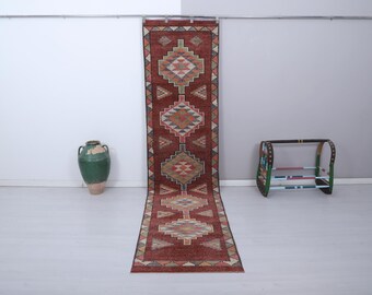 Handgefertigter Läufer aus Wolle und Baumwolle, Vintage Türkisch Oushak, 3x30
