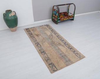 Tapis turc vintage 3 x 6 : tapis bohème anatolien délavé