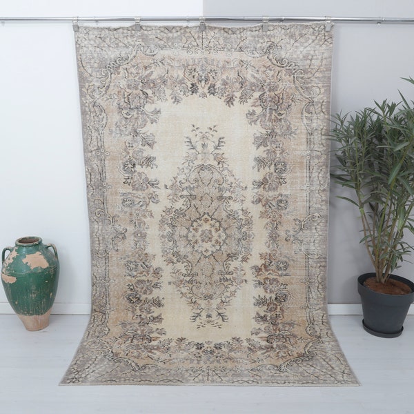 6x9 Vintage Rug, Oushak Rug, Boho Decor, Rustic Decor, Handknotted Rug, Living Room Rug, Antique Rug, Home Decor,Oriental Rug 6x9,Soft,15900