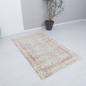 Alfombra vintage turca, Alfombra suave 4 x 6, Alfombra natural, Alfombra descolorida, Alfombra bohemia, Alfombra de salón, Alfombra antigua, Alfombra turca 4 x 6, Alfombra vintage, Alfombra de Anatolia, 17493