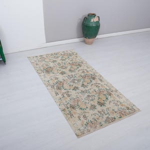 Vintage Turkish Oushak Wool Runner Rug (3x6 ft)