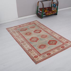 Turkey Oushak Rug, Colorful Rug, 4x6 Rug,Kids Rug,Muted Rug,Pastel Rug,Soft Vintage Rug,Turkish Rug,Vintage Rug,Oushak Rug,Natural Rug,23419
