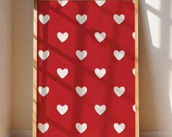 Decoración de pared con corazones para el Día de San Valentín, lámina de corazón rojo (descarga digital)