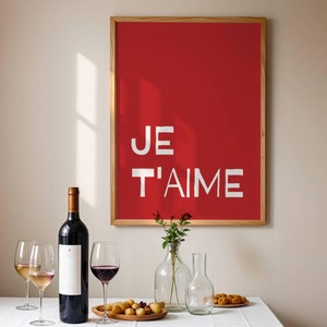 Je taime Love Poster Valentines Gift Couple Bedroom Decor Ja t aime Wall Art Printable Valentines Day Digital Download I Love You in French