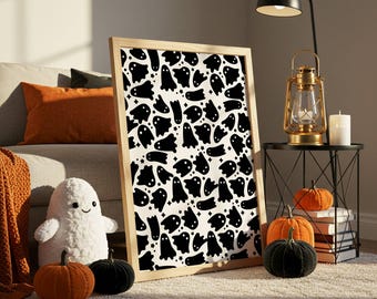 Cute Boo Halloween Poster Spooky Season Print Halloween Decor for Kids Trendy halloween Art Nursery Wall Prints Ghost Printable Wall Art