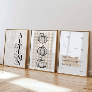 Neutral Fall Decor Autumn Printable Wall Art Set of 3 Fall Decoration Modern Fall Print Autumn Pumpkin Print Thanksgiving Warm Wall Art
