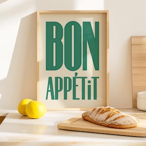 Bon Appetit Sign Kitchen Wall Art Kitchen Poster Dining Room Wall Art Minimalistic Kitchen Print Typography Print Aesthetic Kitchen Decor