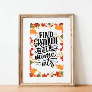 Grateful Poster Thanksgiving Decor Gratitude Autumn Decorations Give Thanks Fall Decor Thanksgiving Wall Art Printable Thanksgiving Quote