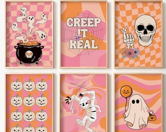 Halloween Gallery Wall Skeleton Wall Art Quirky Pumpkin Halloween Printable Wall Art Spooky Print Halloween Decor Boo Kids Halloween Print