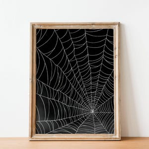 Black and White Halloween Spider Web Print Spooky Wall Art Halloween Printable Wall Art Minimalist Wall Poster Dorm Decor Modern Wall Art