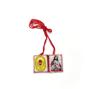 Red Wool Sacred Heart Scapular Escapulario Sagrado Corazon de Lana Roja