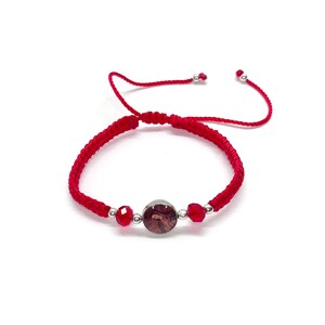 Our Lady of Guadalupe Red Bracelet with Rhinestones and Silver Beads