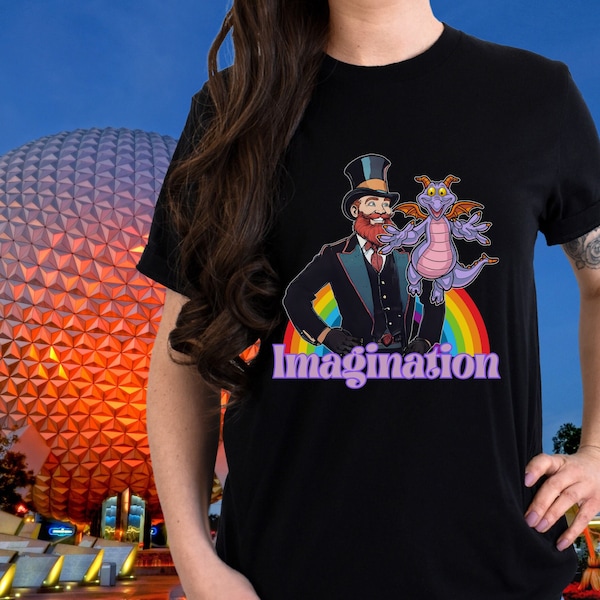 Dreamfinder Figment Disney Shirt Epcot Colorful Purple Dragon One Little Spark Imagination Epcot Shirt Bella Canvas 3001 Figments Pigments