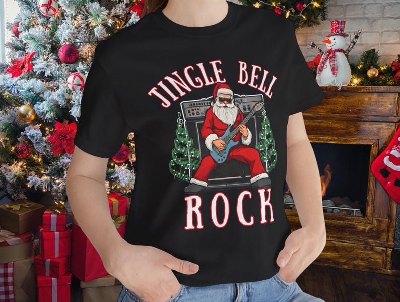 Santa Jingle Bell Rock Concert Shirt, Christmas Holiday Season Rock and ...