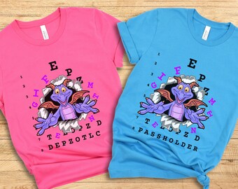 Figment Annual Passholder Disney Figment Shirt, Epcot Figment Shirt, Purple Dragon Shirt One Little Spark T-Shirt, Figment Eye-chart Tshirt