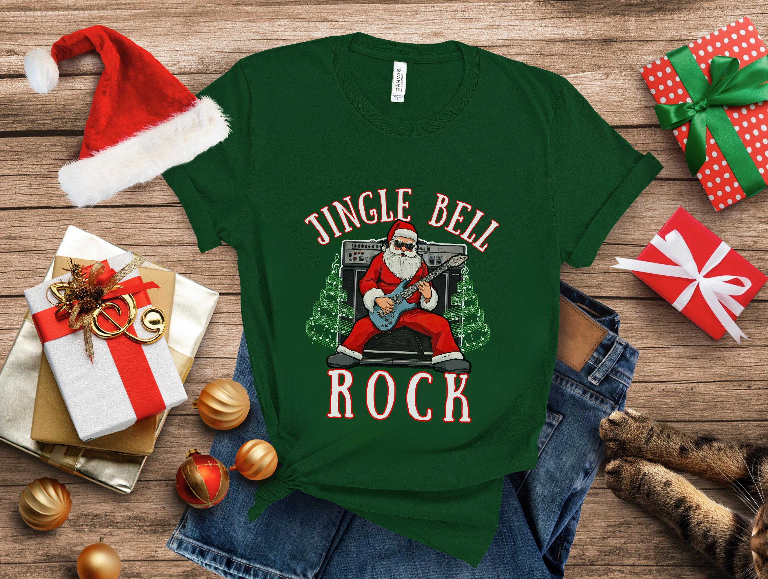 Santa Jingle Bell Rock Concert Shirt, Christmas Holiday Season Rock and ...