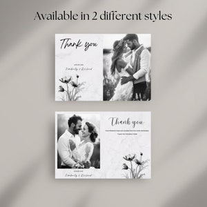 Cartes de remerciement de mariage avec photo | Thème mariage fleurs sauvages | Mariage de fleurs sauvages | Merci modèle de mariage