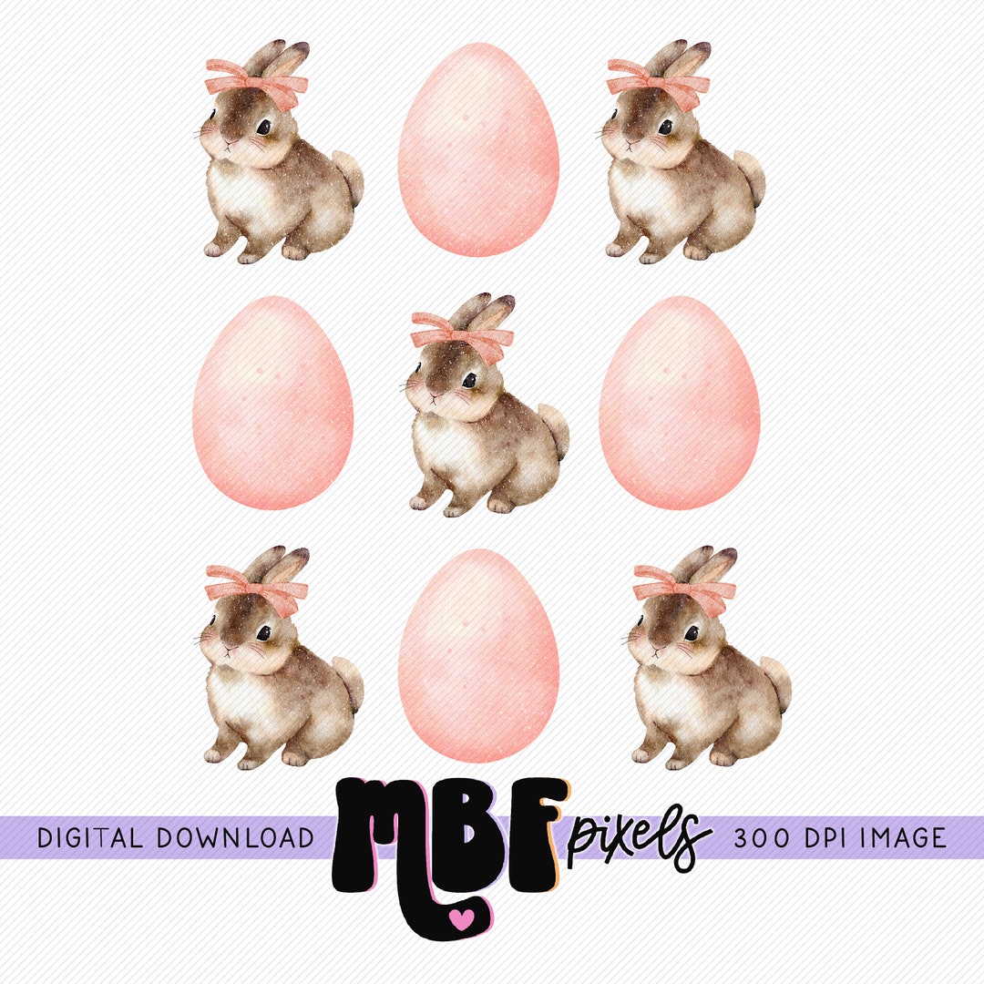 Cute Bunny & Easter Eggs PNG Sublimation, Easter Sublimation Design ...