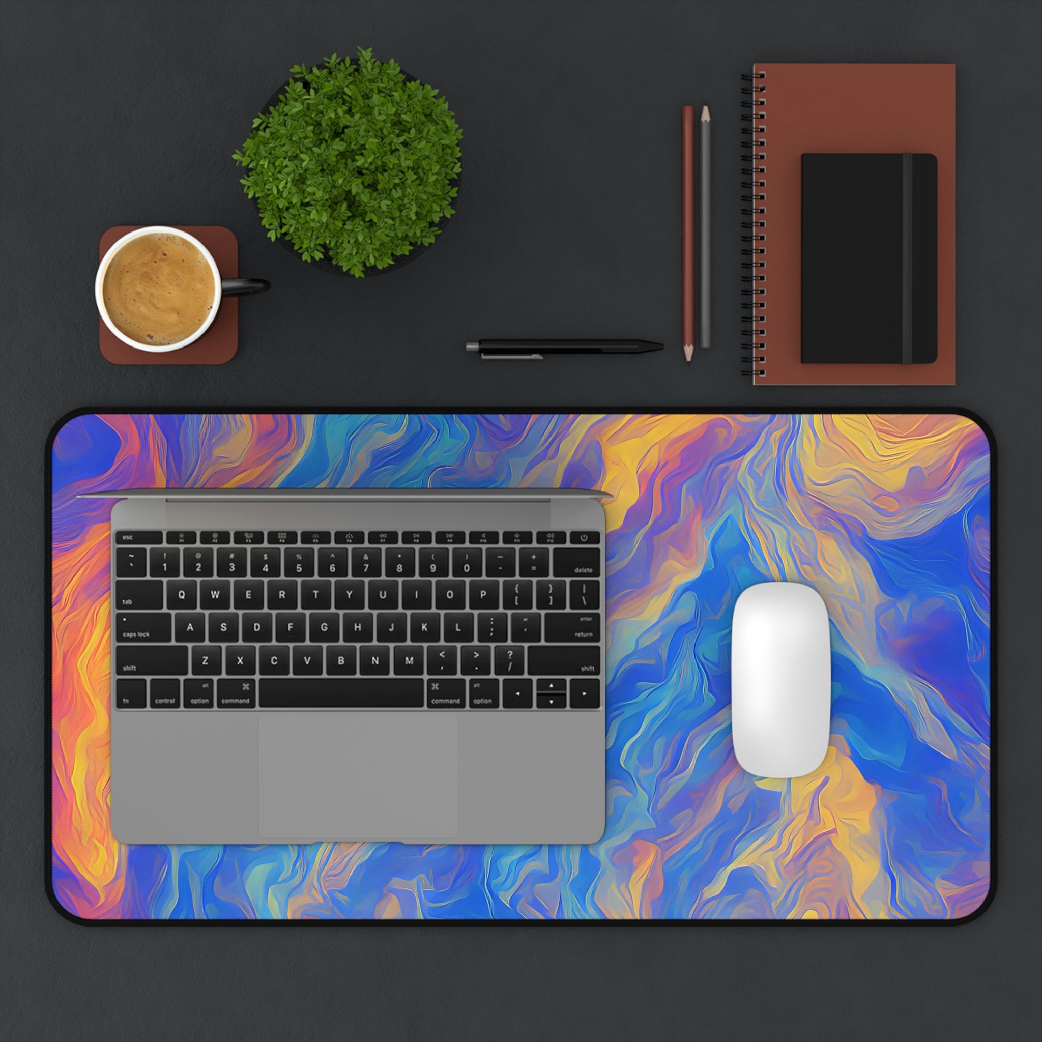 12 X 22 Blue Fire Abstract Computer Desk Mat - Etsy