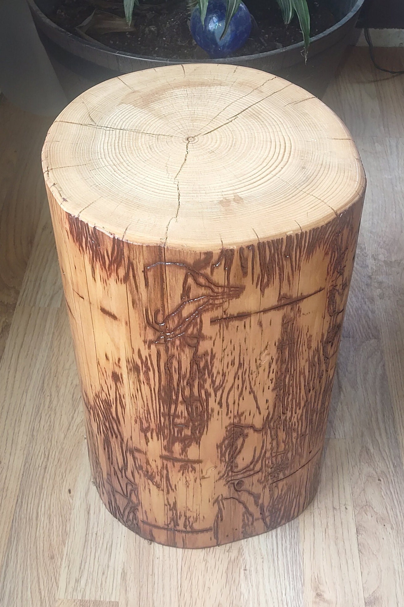 Wood Log End Table Etsy