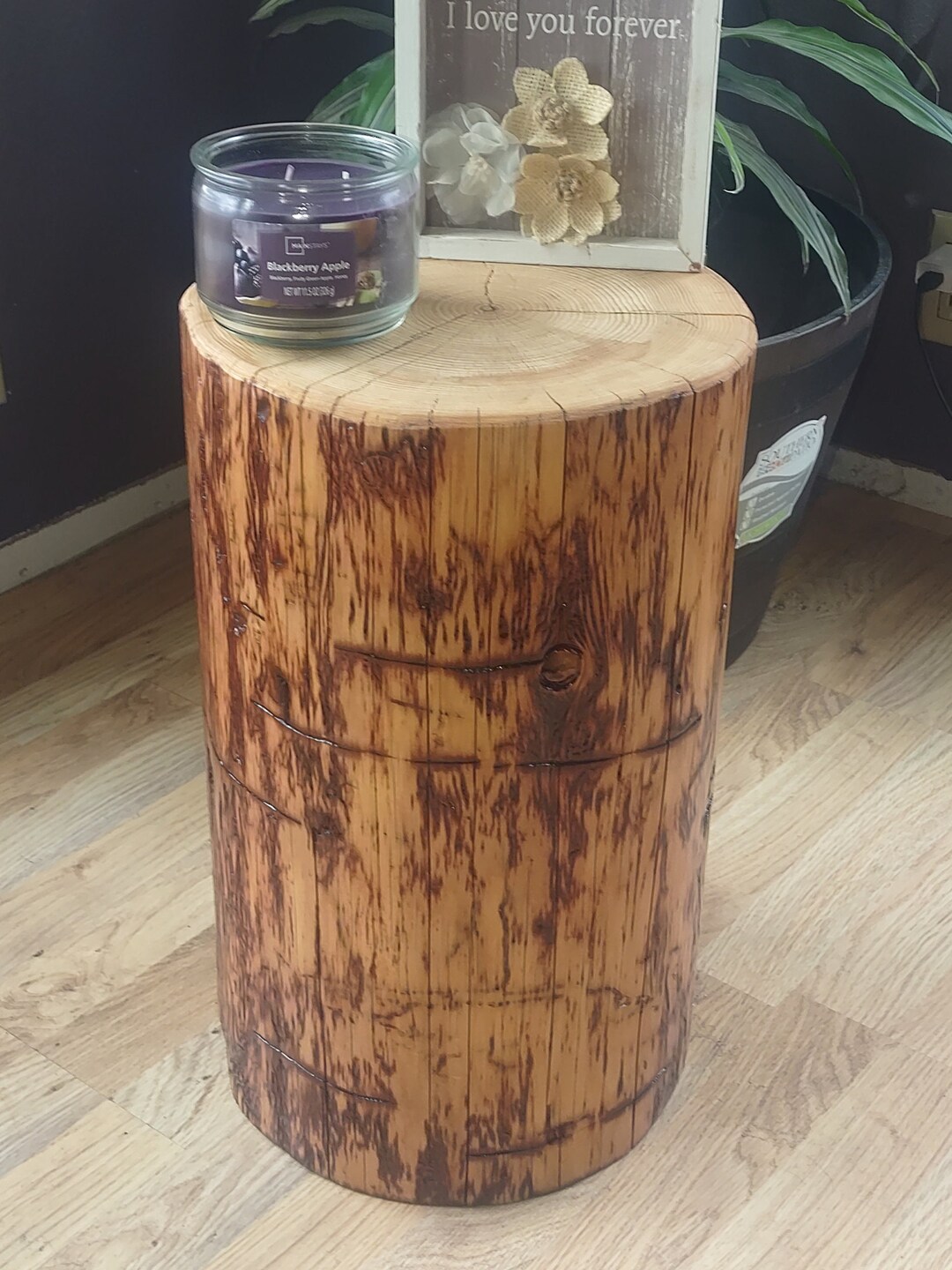 Wood Log End Table Etsy