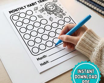 Monthly Habit Tracker PDF, Minimalist Routine Planner, Goal Setting Printable Page