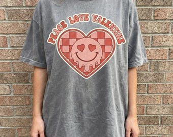 Peace Love Valentine PNG, Retro Heart Sublimation Design, Groovy 70s Art Clipart