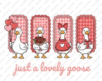 Just a Lovelyy Goose Digital Download PNG | Valentine's Day Clipart | Animal Sublimation Design | Instant Download