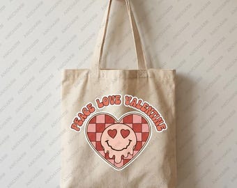 Peace Love Valentine PNG, Retro Heart Clipart, Groovy Sublimation Design, Digital Download File