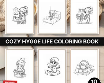 10 Girl Coloring Pages PDF, Rainy Day Activity Book, Homebody Lifestyle Printable Sheets