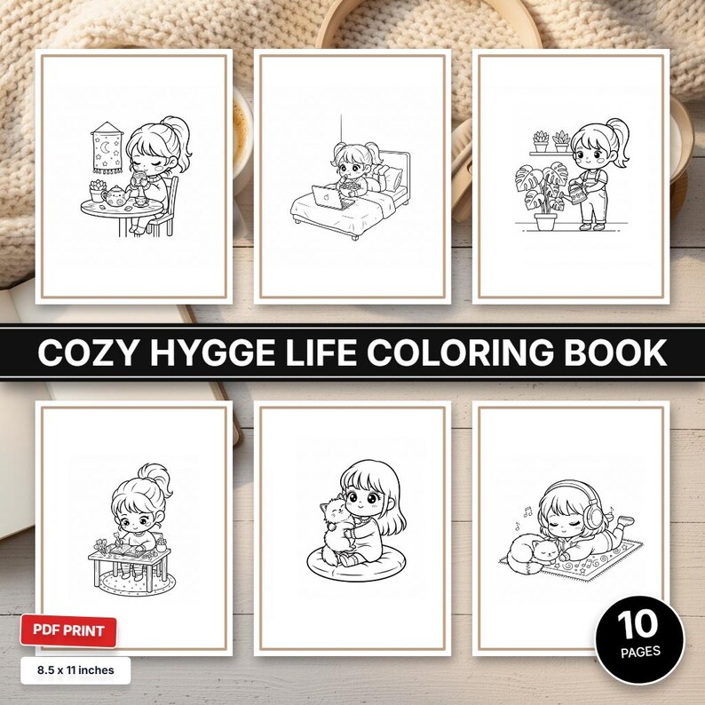 Coloring Pages for Girls PDF, 10 Rainy Day Self Care Activity Printable ...